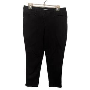 Caché Capri Pants Womens Size 8 Black Stretch Cropped Minimalist Office Siren